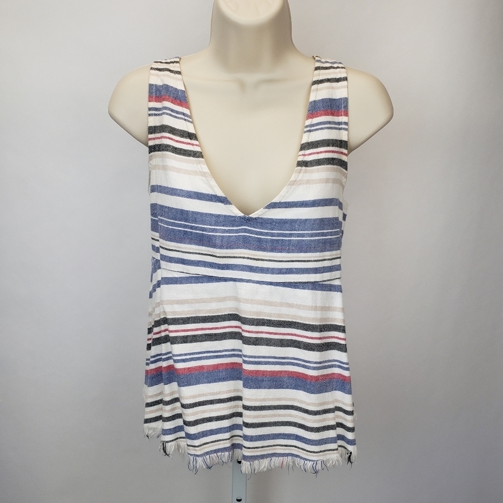 Zara denim couture striped tank size large